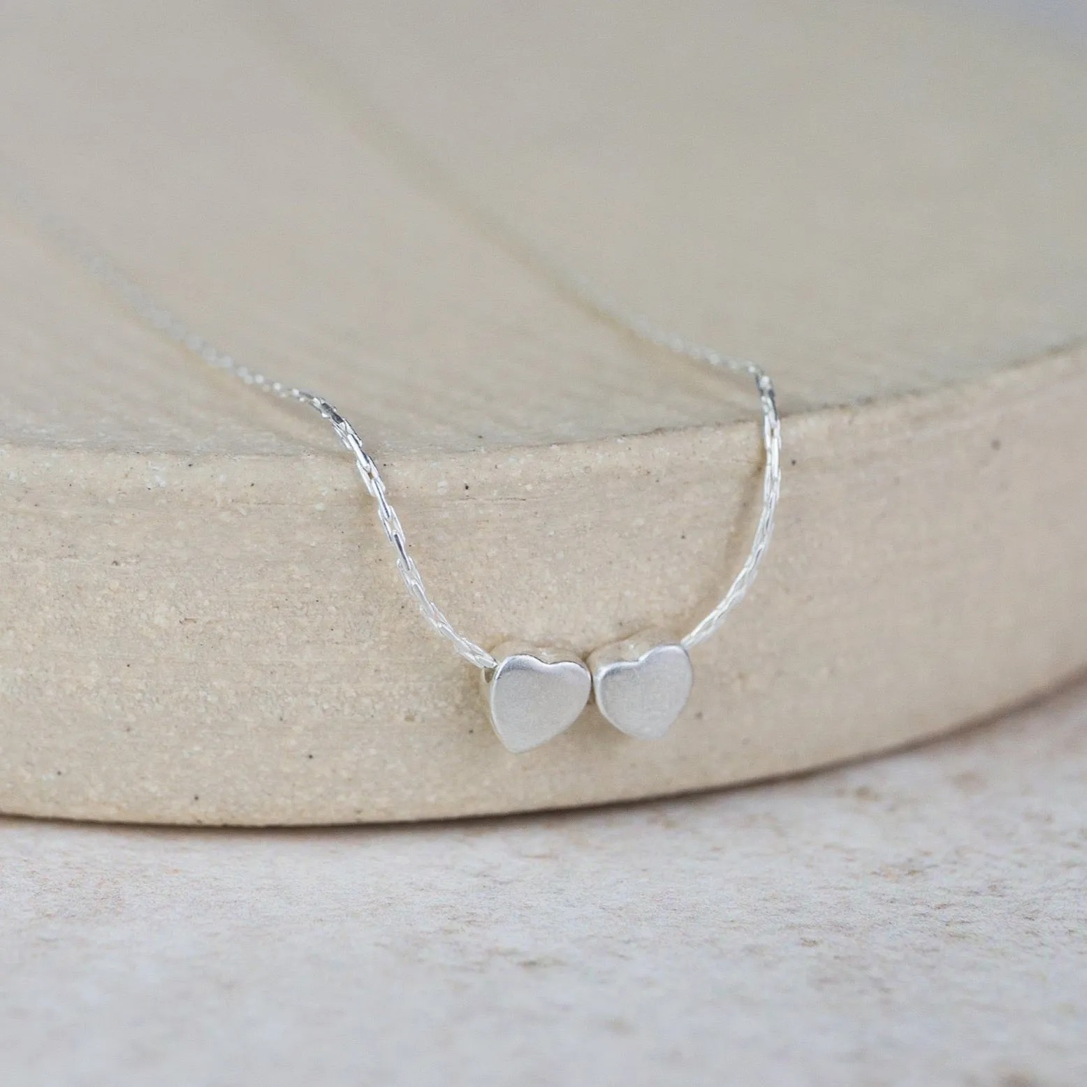 Sterling Silver Heart Bead Necklace