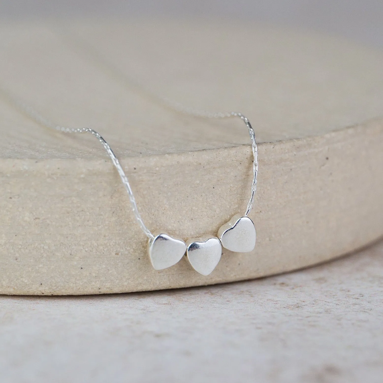 Sterling Silver Heart Bead Necklace
