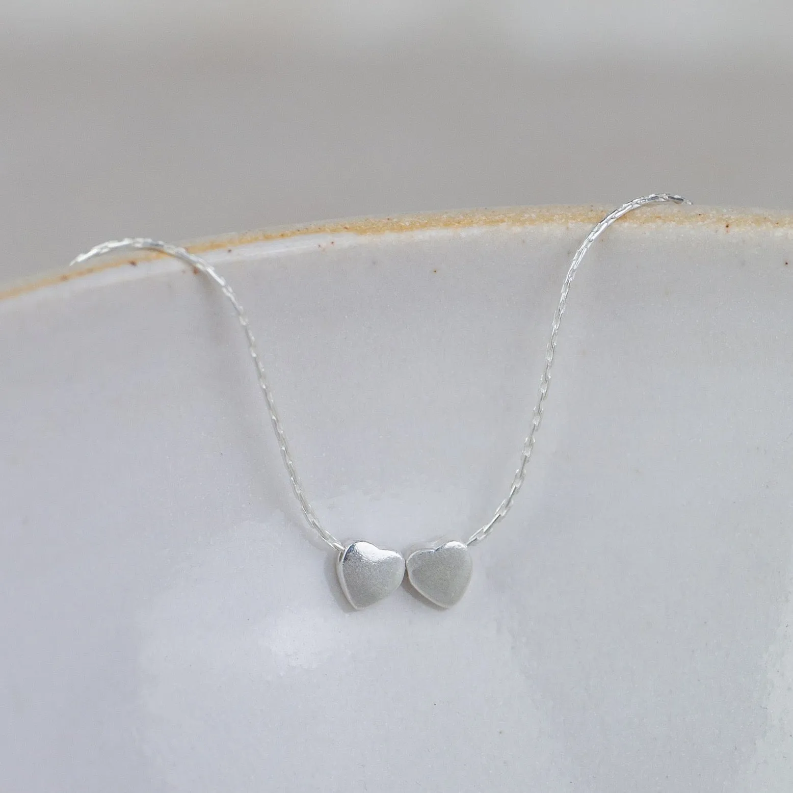 Sterling Silver Heart Bead Necklace