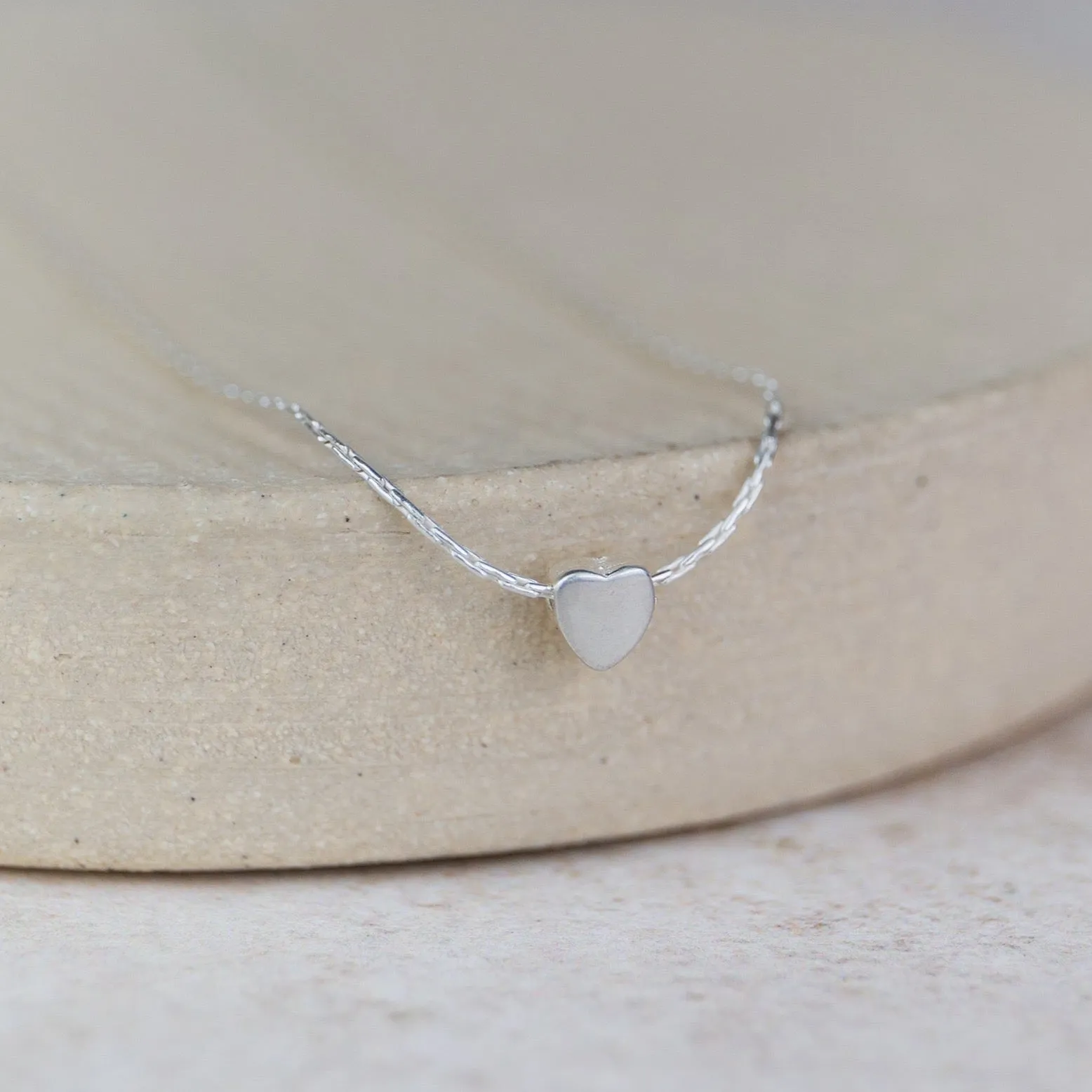 Sterling Silver Heart Bead Necklace