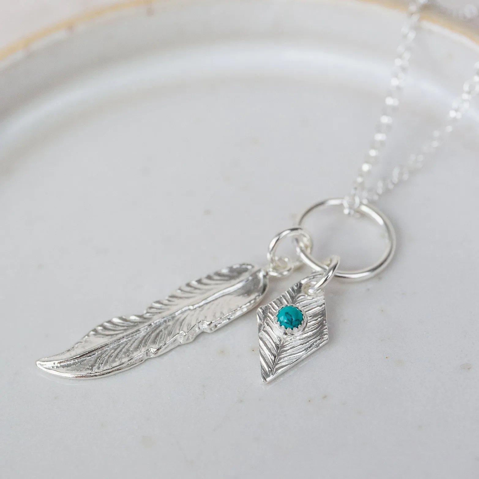 Sterling Silver Large Feather Necklace