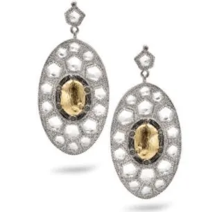 Sterling Silver Opera Crystal Oval Drop Earrings
