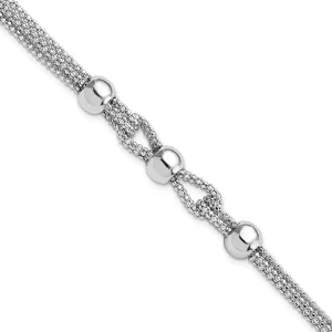 Sterling Silver Polish 4 Strand Beaded Bracelet
