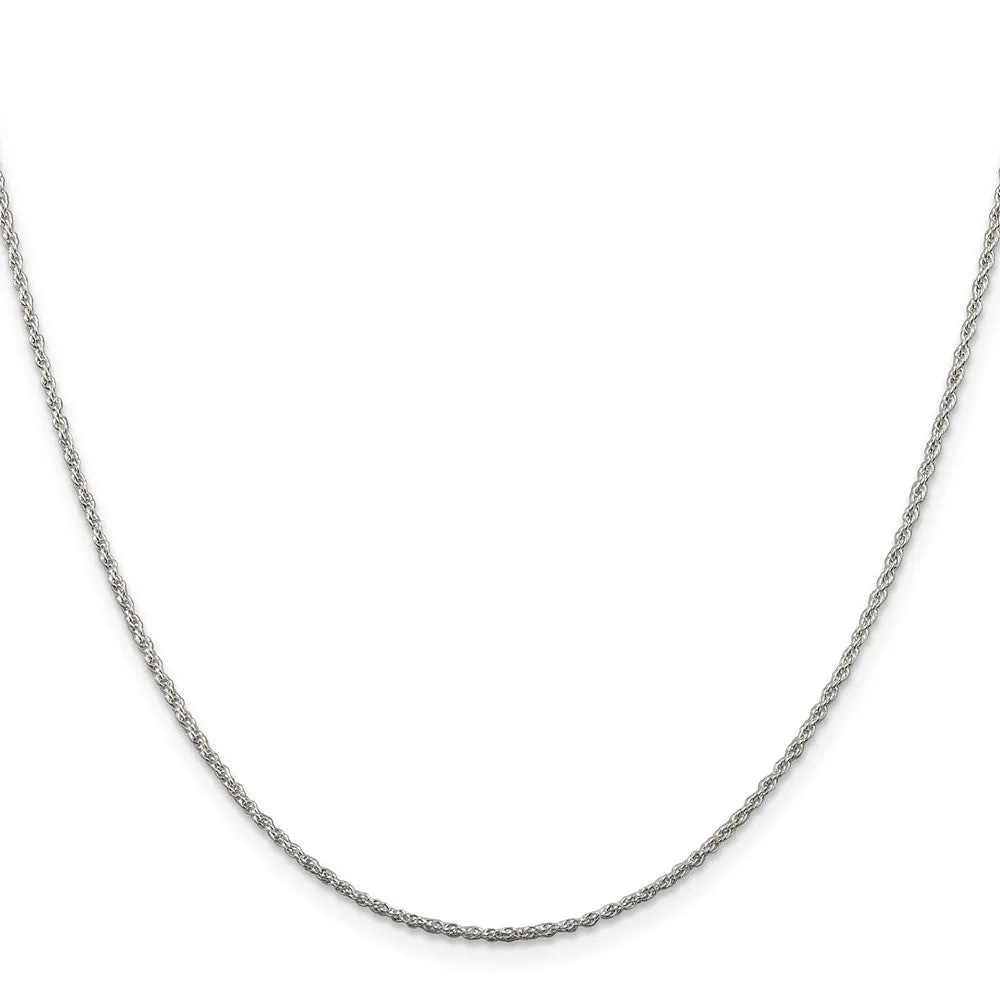 Sterling Silver Rhodium-plated 1.3mm Loose Rope Chain