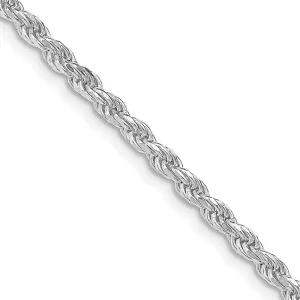 Sterling Silver Rhodium-plated 2.75mm Diamond-cut Rope Chain
