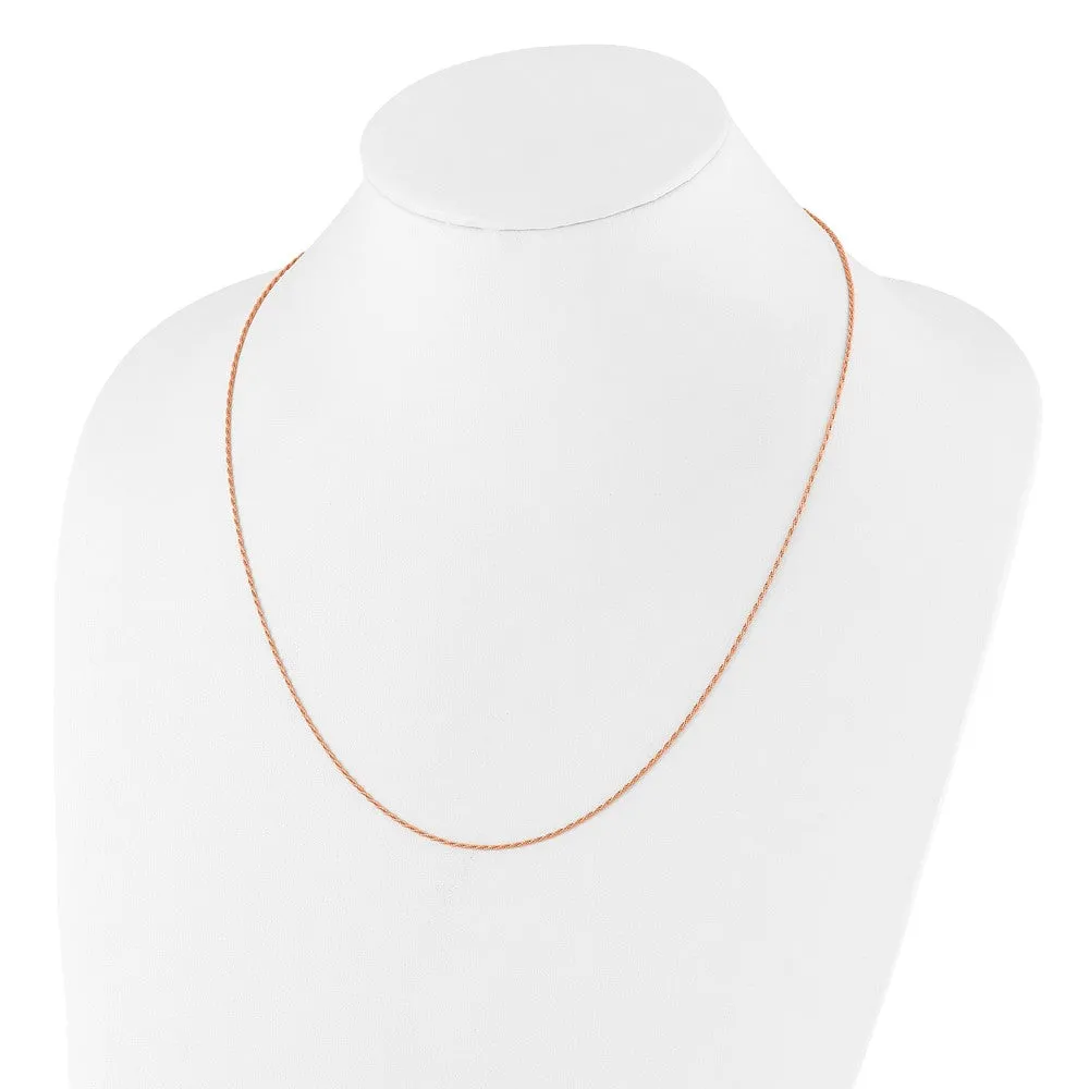 Sterling Silver Rose Gold-plated Adjustable 1.2mm Dimond-cut Rope Chain