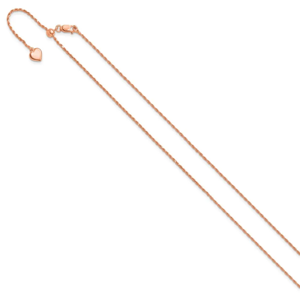 Sterling Silver Rose Gold-plated Adjustable 1.2mm Dimond-cut Rope Chain