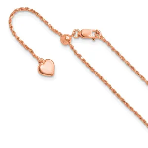 Sterling Silver Rose Gold-plated Adjustable 1.2mm Dimond-cut Rope Chain