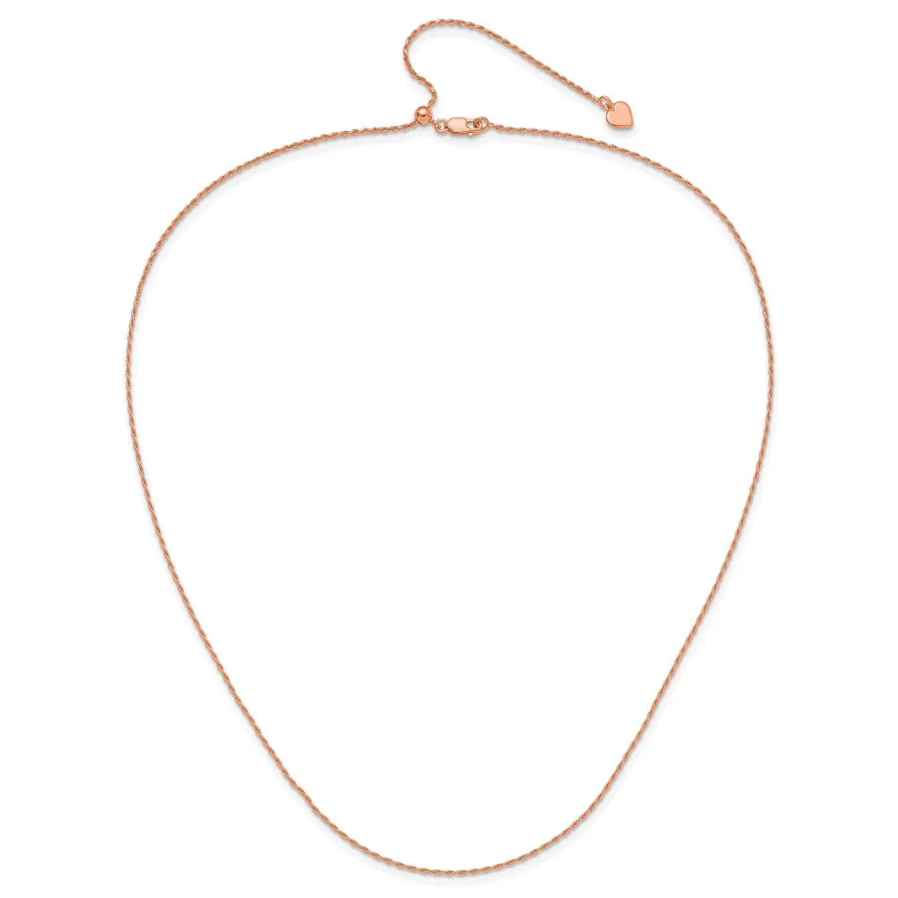 Sterling Silver Rose Gold-plated Adjustable 1.2mm Dimond-cut Rope Chain