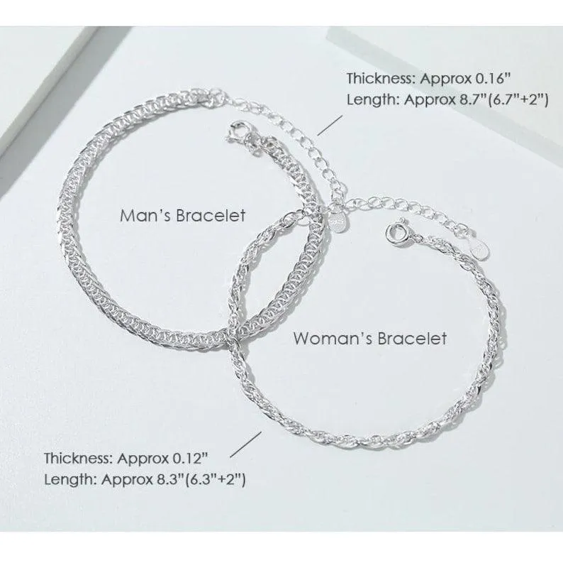 Sterling Unity 925 Silver Couple Bracelet
