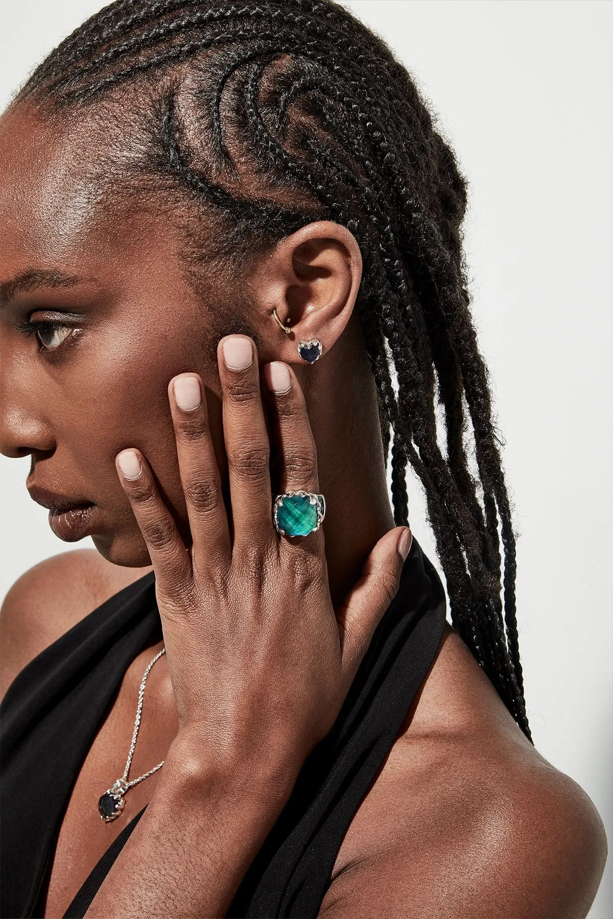 STOLEN GIRLFRIENDS CLUB LOVE CLAW EARRINGS SILVER MOODSTONE