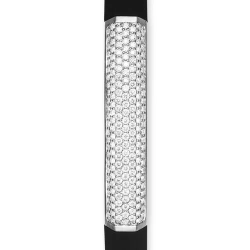 Streamline Black Rubber Bracelet with Sterling Silver and Diamonds, 8mm, Size Medium