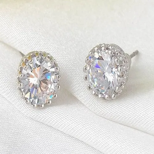 Stud Earrings Crystal Multi Prong 8mm Diamond Small Fashion Jewelry