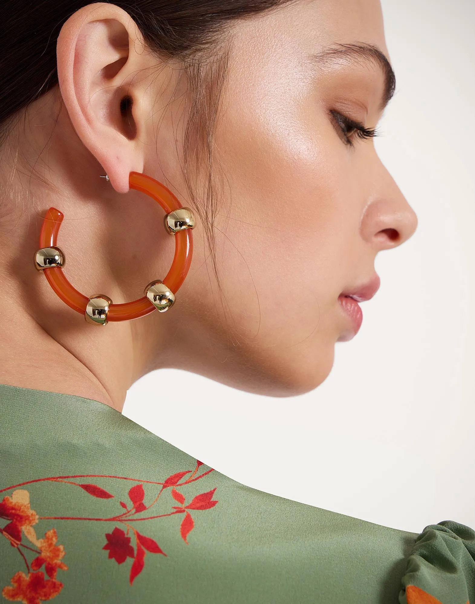 Studded Hoops Solid Orange