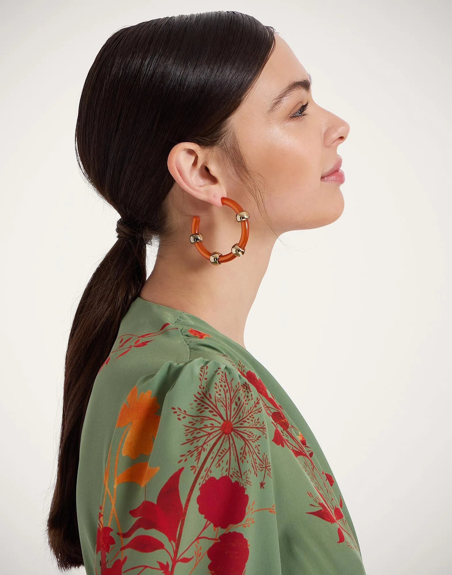 Studded Hoops Solid Orange