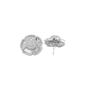 Stunning Flower Emerald Zirconia Sterling Earrings - C242219