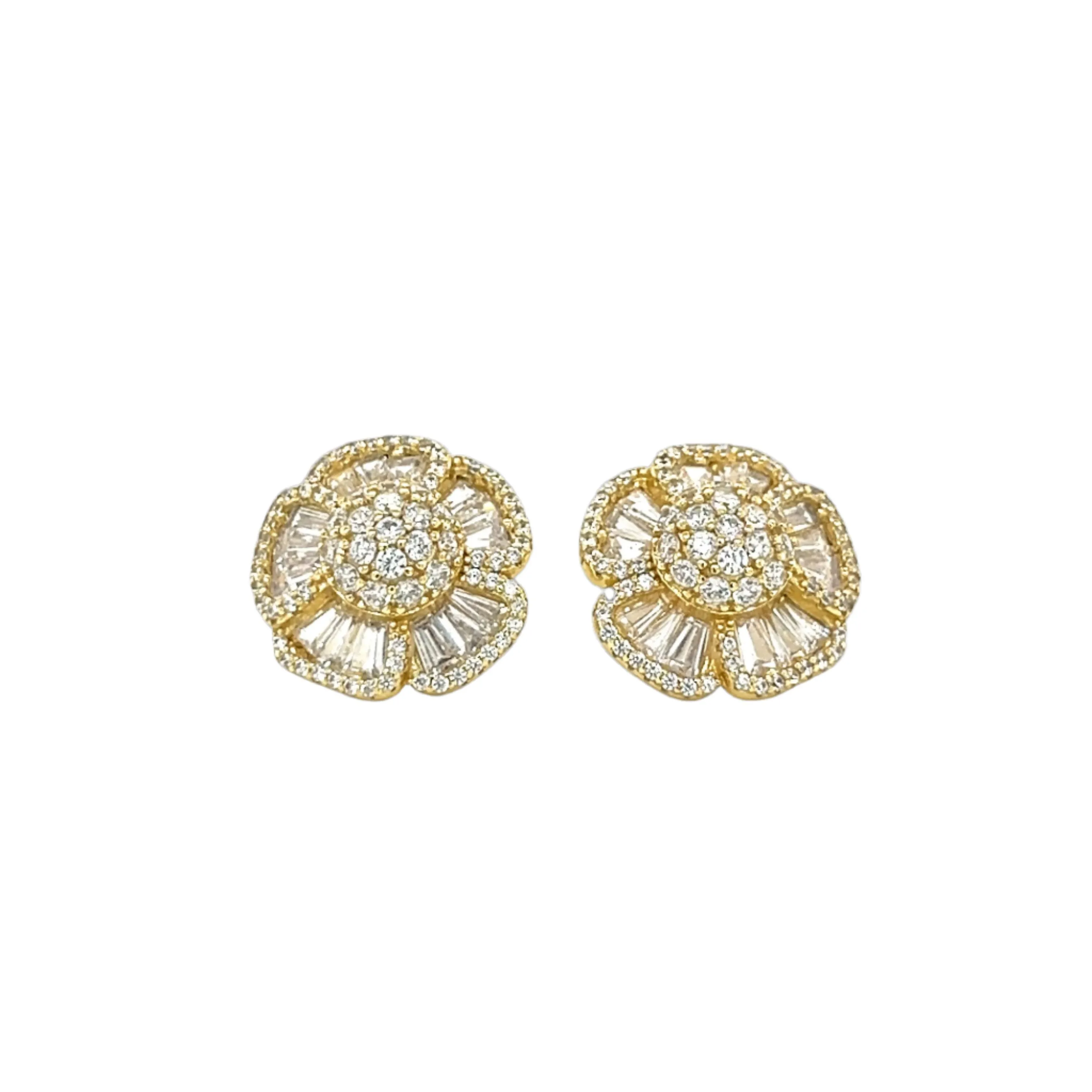 Stunning Flower Emerald Zirconia Sterling Earrings - C242219
