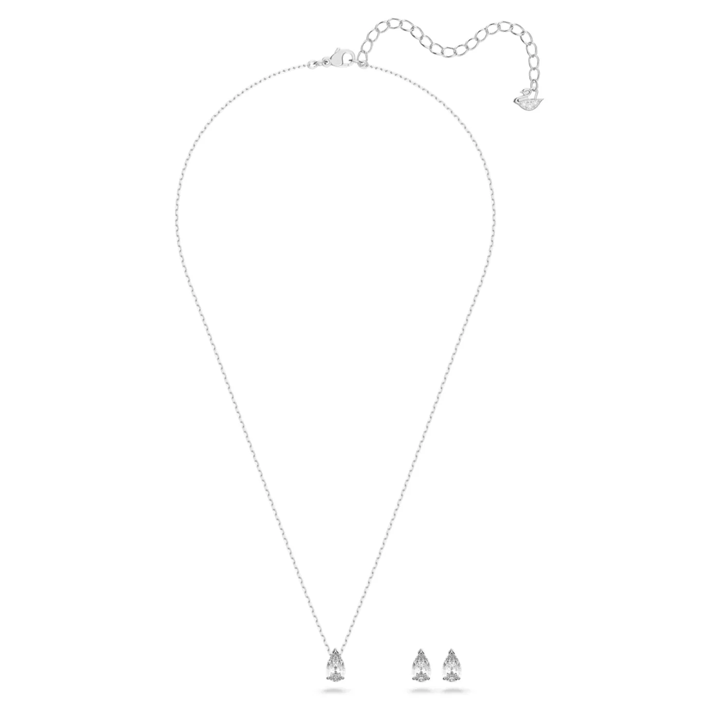 Swarovski Attract Pear Cut White Crystal Necklace And Earrings Set D