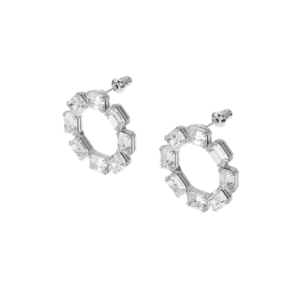 Swarovski Millenia Earrings Circle, White, Rhodium Plated