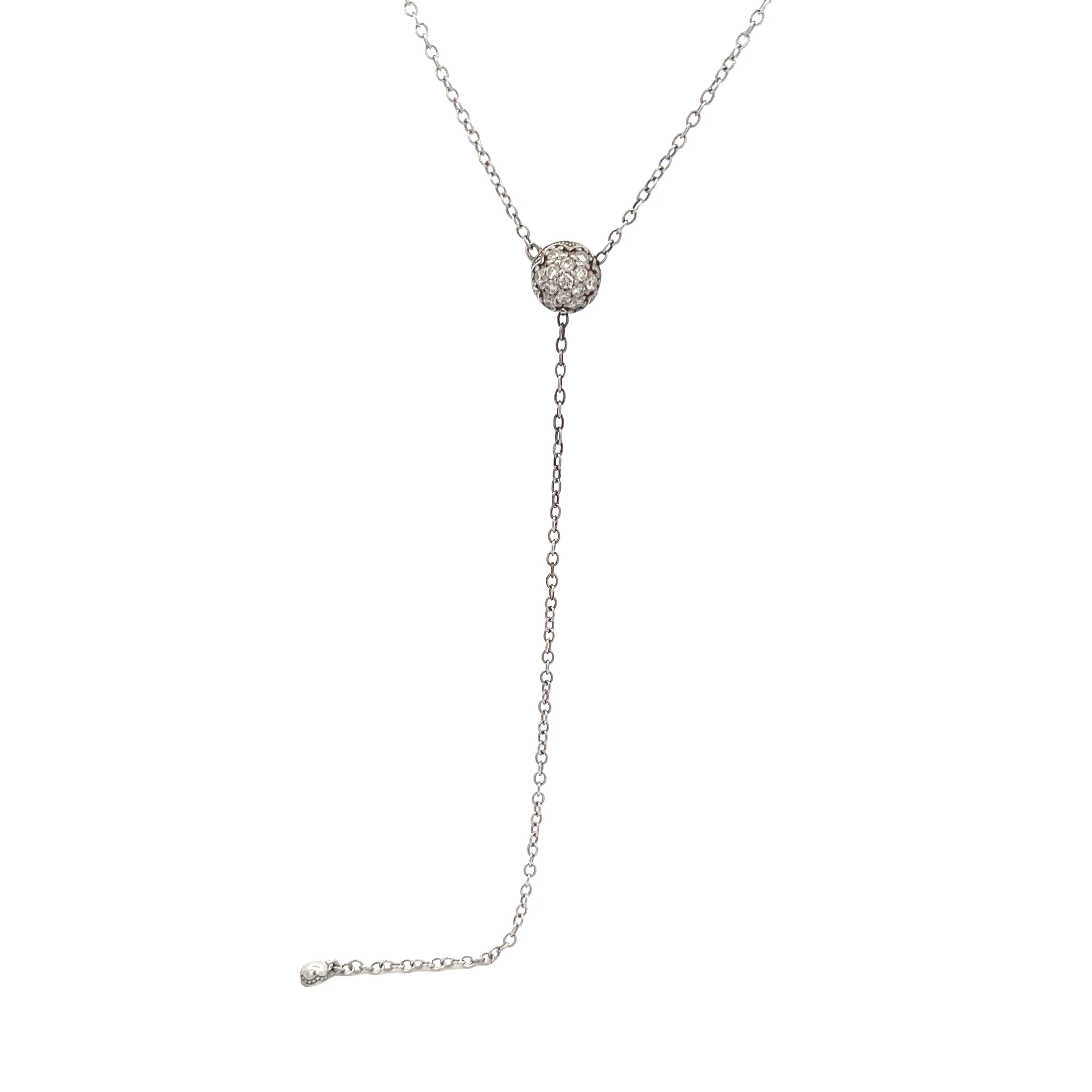 Tacori Sterling Silver & 18k Yellow Gold Diamond Bead Lariet Necklace