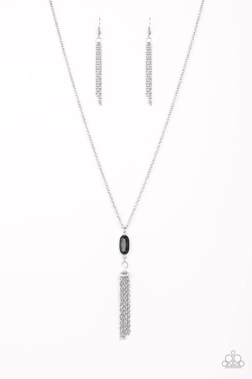 Tassel Tease Black Paparazzi Necklace