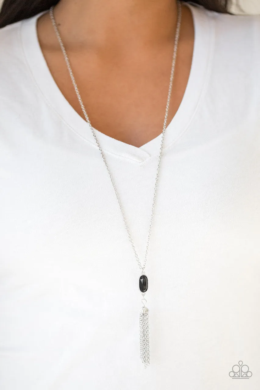 Tassel Tease Black Paparazzi Necklace