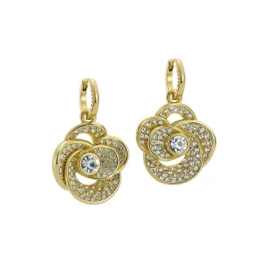 ted baker florence: crystal flower gold tone, crysatal drop earrings
