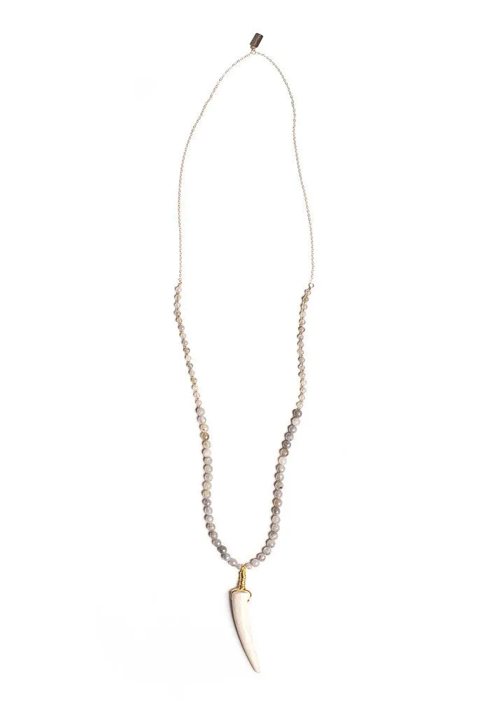 Tess   Tricia Labradorite Bead Antler Tip Necklace