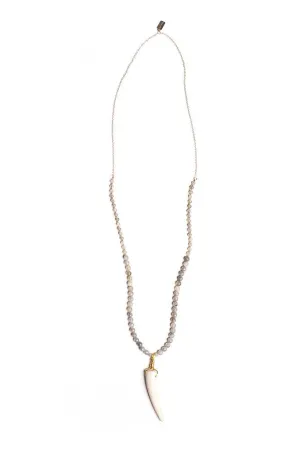 Tess   Tricia Labradorite Bead Antler Tip Necklace
