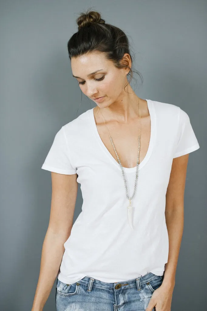 Tess   Tricia Labradorite Bead Antler Tip Necklace