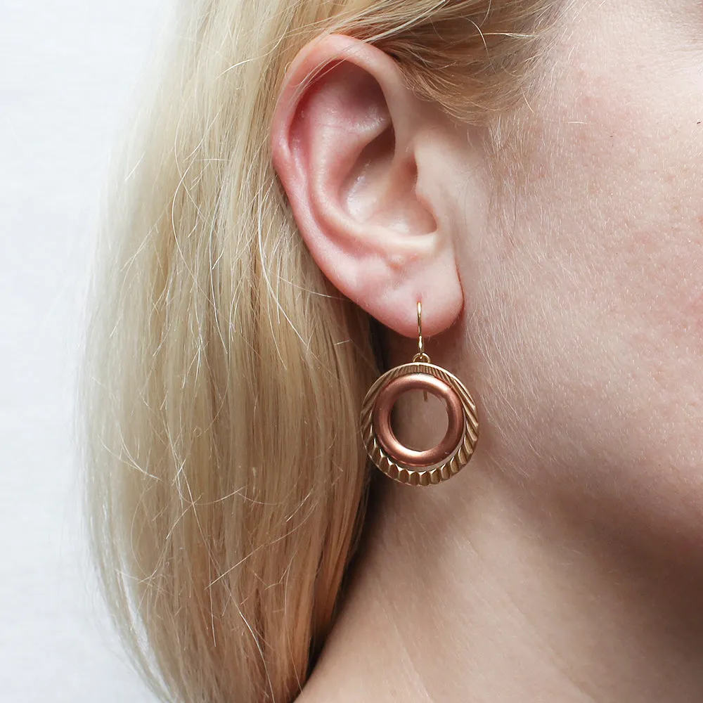 Textured and Smooth Rings Wire Earring