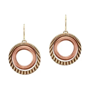 Textured and Smooth Rings Wire Earring