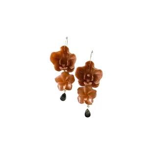 The Resin Orchid Triple Abalone Dangle Earrings