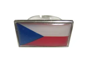 Thin Bordered Czech Republic Czechia Flag Adjustable Size Fashion Ring
