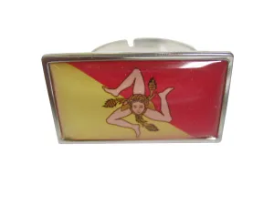 Thin Bordered Sicily Flag Adjustable Size Fashion Ring