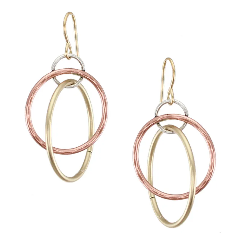Three Interlocking Wire Rings Earring