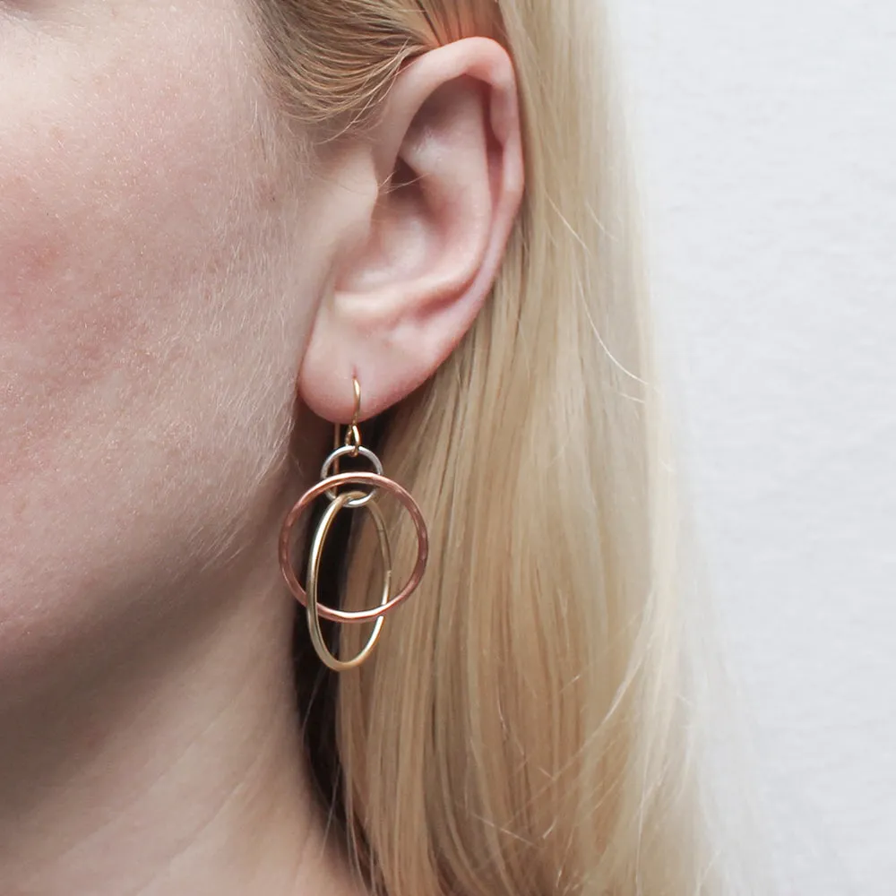 Three Interlocking Wire Rings Earring