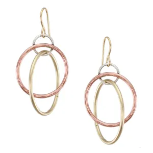 Three Interlocking Wire Rings Earring
