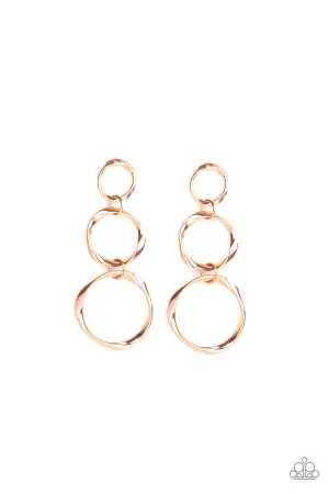 Three Ring Radiance Copper Paparazzi Earrings