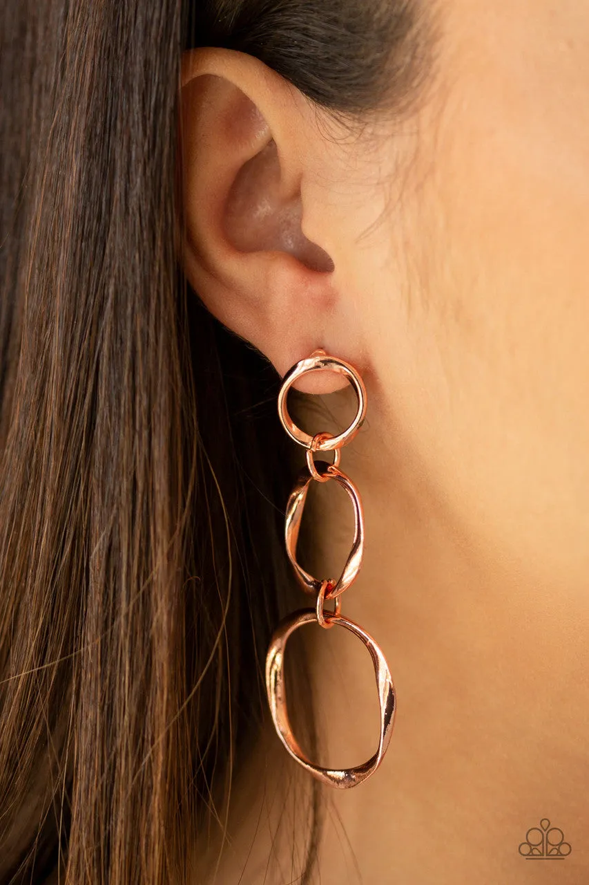 Three Ring Radiance Copper Paparazzi Earrings