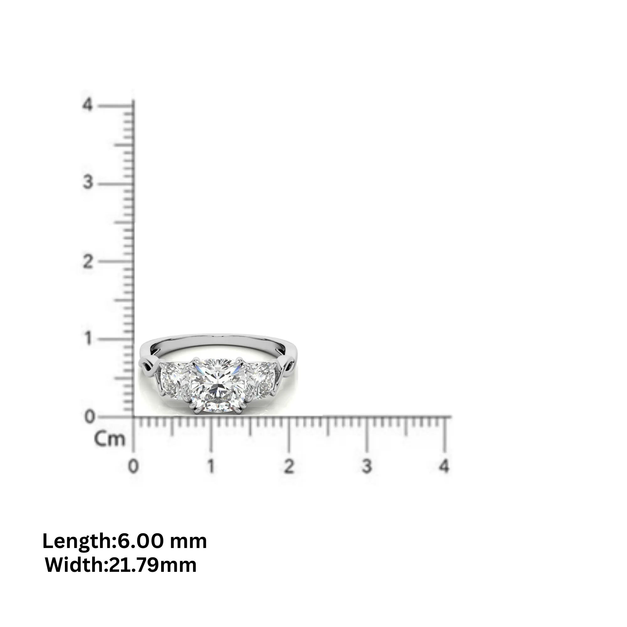 Three-Stone Cushion-Cut Yellow Gold Adjustable Sterling Silver  Engagement Ring For Women