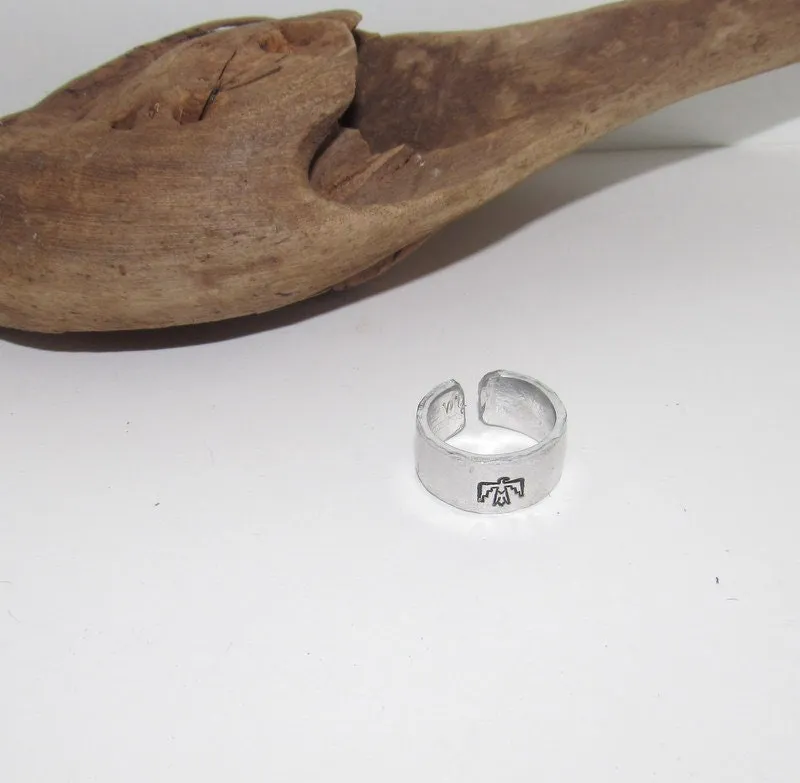 Thunderbird ring, Western  Adjustable stamped ring set, adjustable ring for women , adjustable silver ring, stamped jewelry, boho  ring
