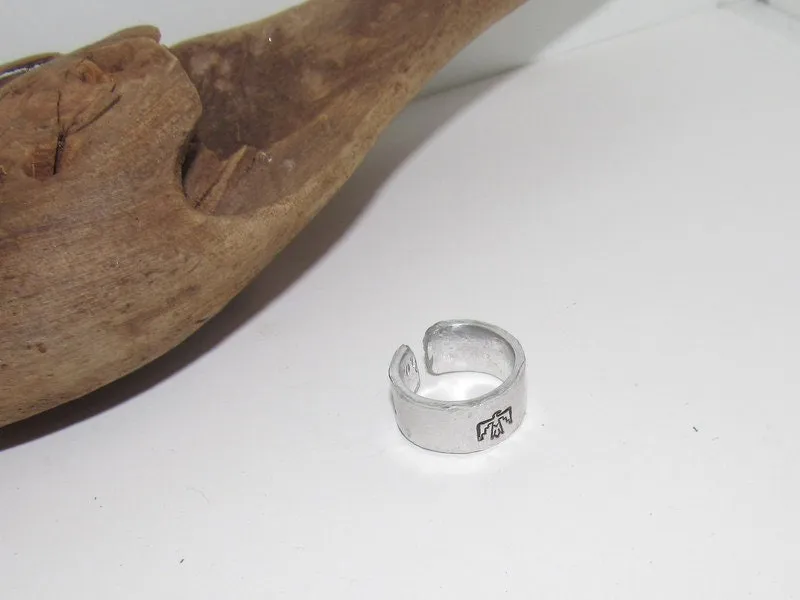 Thunderbird ring, Western  Adjustable stamped ring set, adjustable ring for women , adjustable silver ring, stamped jewelry, boho  ring