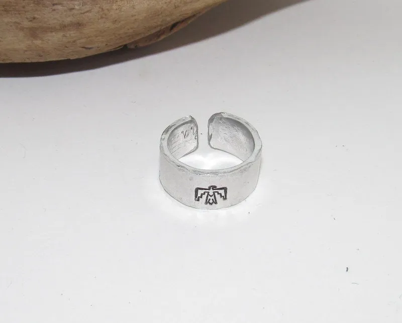 Thunderbird ring, Western  Adjustable stamped ring set, adjustable ring for women , adjustable silver ring, stamped jewelry, boho  ring