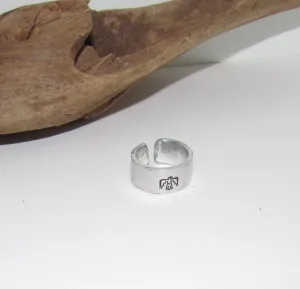 Thunderbird ring, Western  Adjustable stamped ring set, adjustable ring for women , adjustable silver ring, stamped jewelry, boho  ring