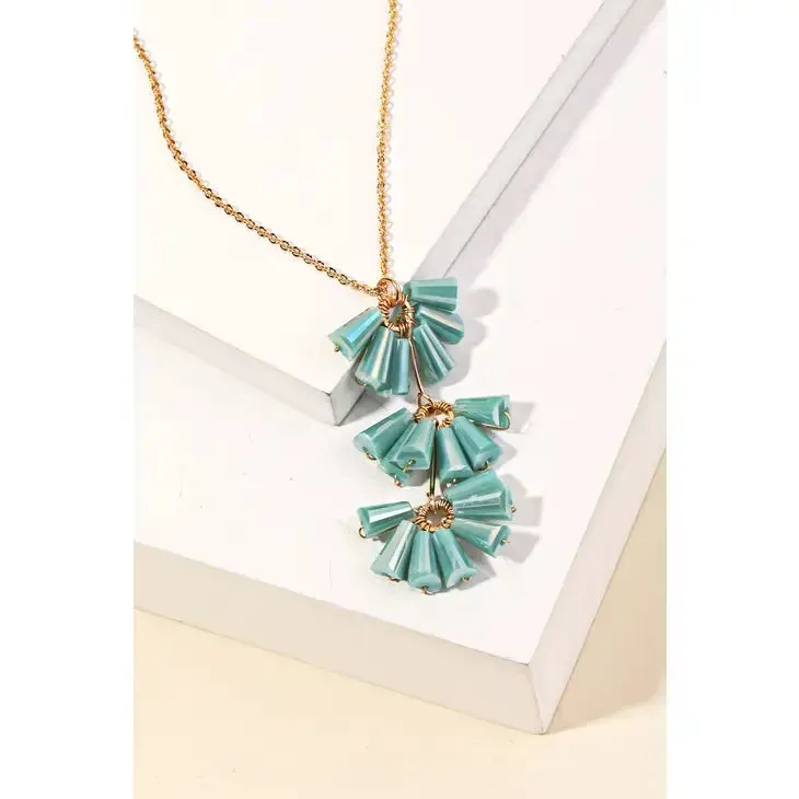 Tiered Glass Bead Necklace- Turquoise