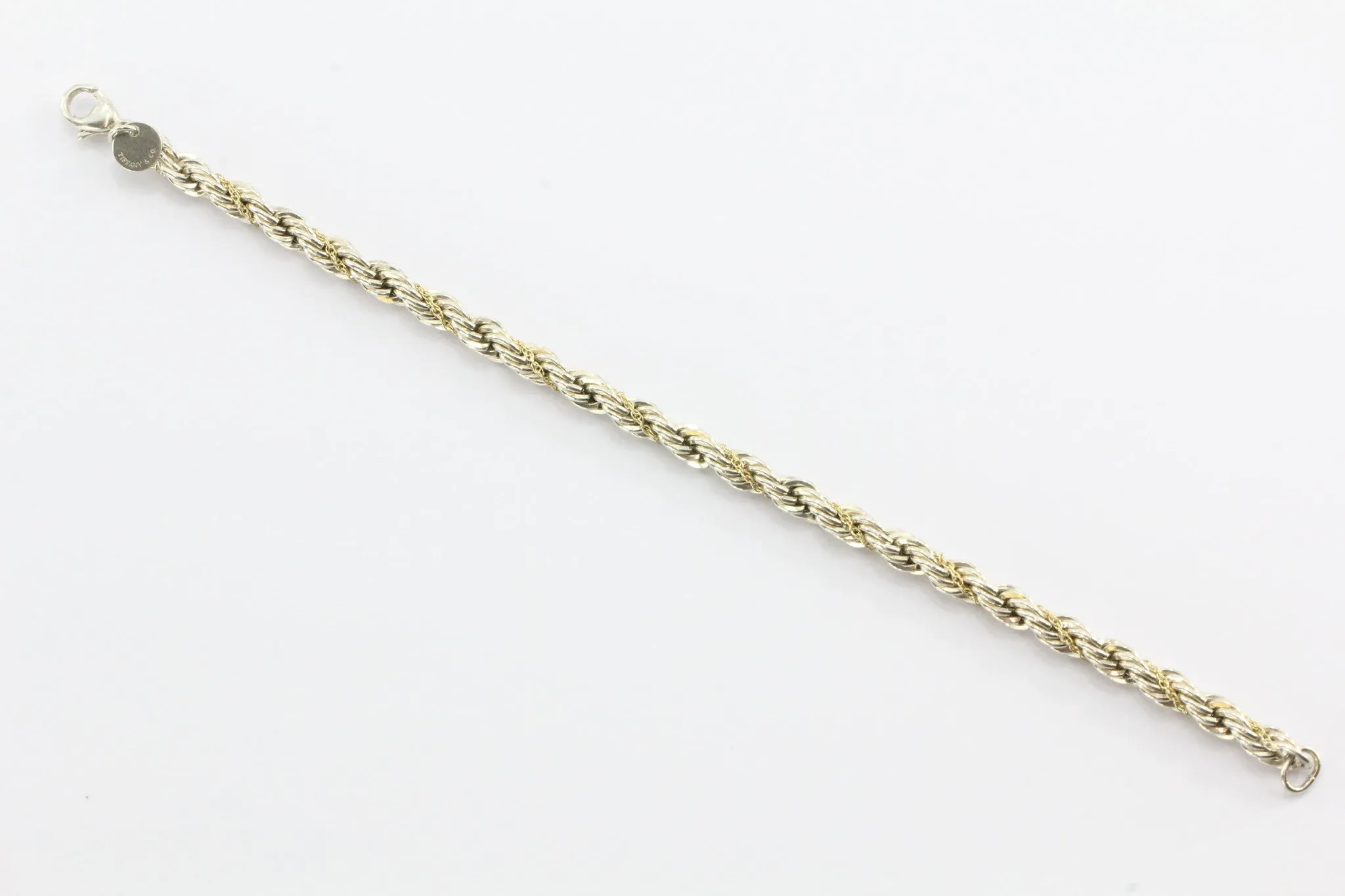 Tiffany & Co Sterling Silver & 18K Gold Rope Chain Wrap Bracelet