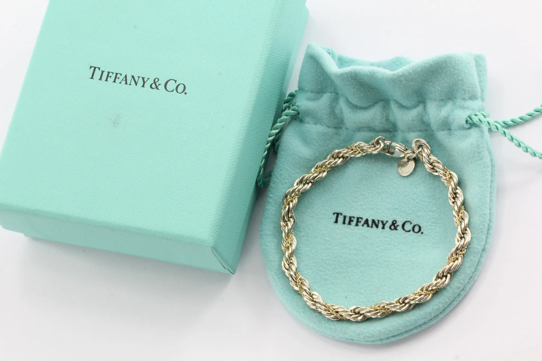 Tiffany & Co Sterling Silver & 18K Gold Rope Chain Wrap Bracelet