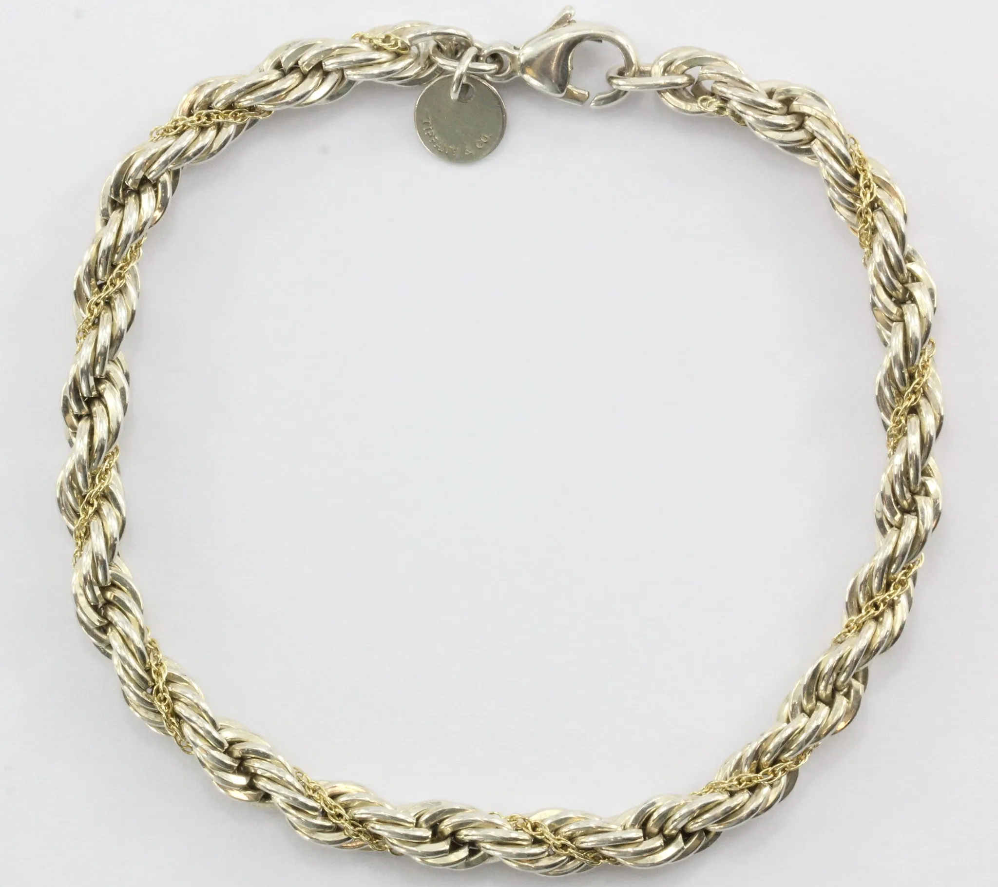 Tiffany & Co Sterling Silver & 18K Gold Rope Chain Wrap Bracelet