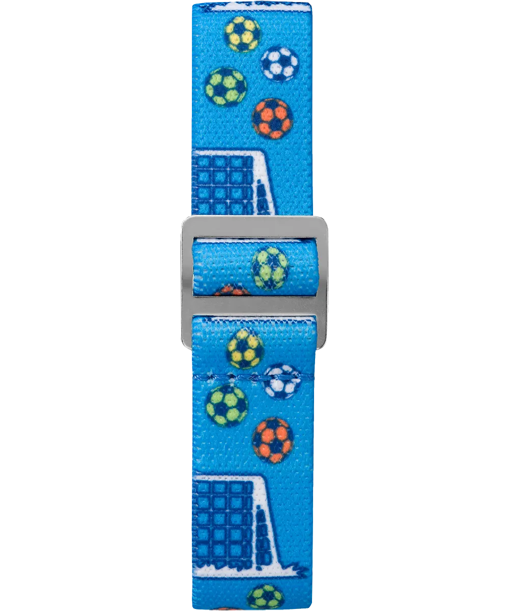 TIMEX TIME MACHINES® 29mm Blue Soccer Elastic Fabric Kids Watch